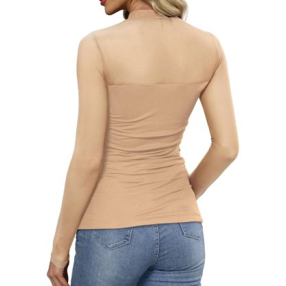 Mesh Long Sleeve Shirts Fashion Clothing Turtle Necks