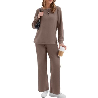 Lounge Sets for Women Two Piece - Button Down Sweatsuit Sweatpant with Pockets