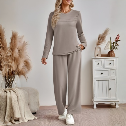 Two Piece Lounge Sets For Women With Comfortable Sweatshirt And Wide Matching Pants