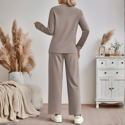 Two Piece Lounge Sets For Women With Comfortable Sweatshirt And Wide Matching Pants