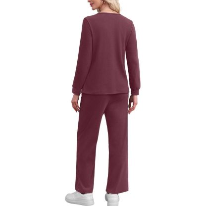 Lounge Sets for Women Two Piece - Button Down Sweatsuit Sweatpant with Pockets