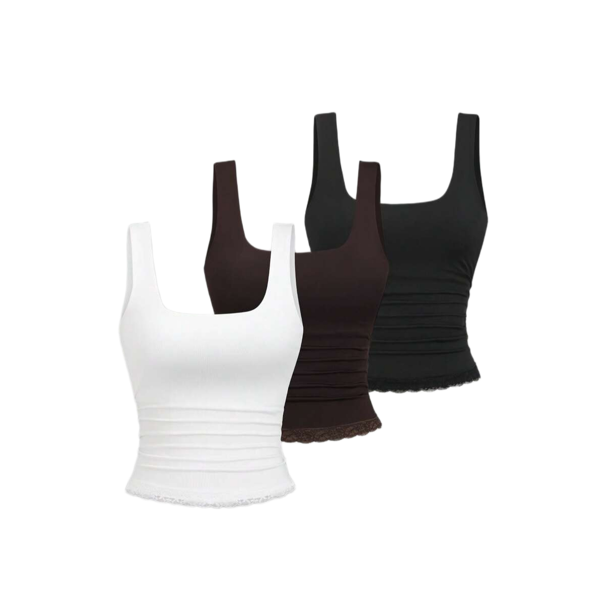 3 Pieces Casual Backless Tank Top Set For Women