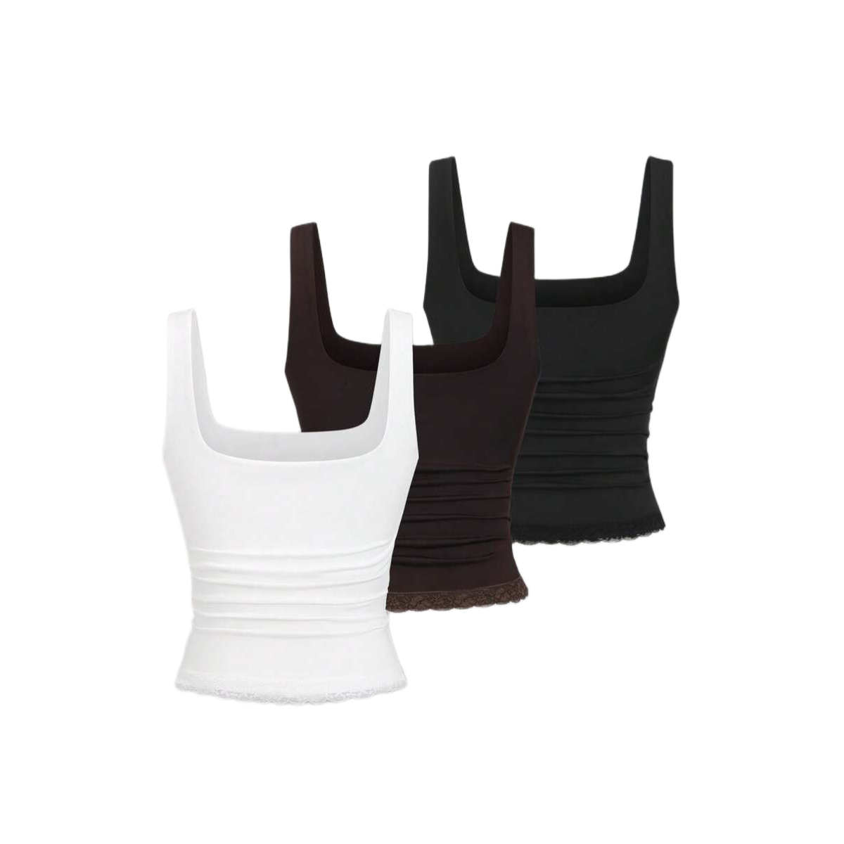 3 Pieces Casual Backless Tank Top Set For Women