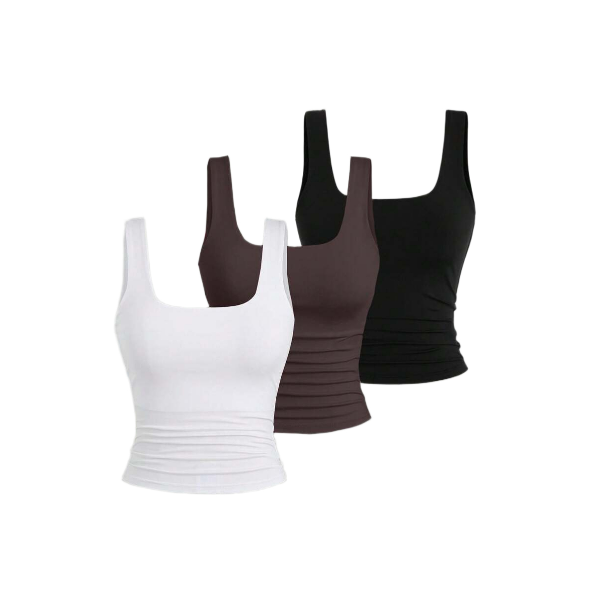 3 Pieces Casual Backless Tank Top Set For Women