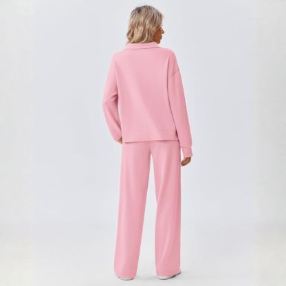 2 Piece Sets for Women 1/2 Zip Sweatsuit Loose Fit Straight Leg Pants