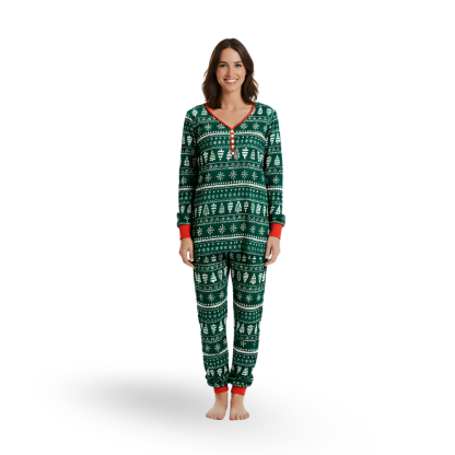 Christmas Tree And Snowflake Printed Family Matching Holiday Pajama Set