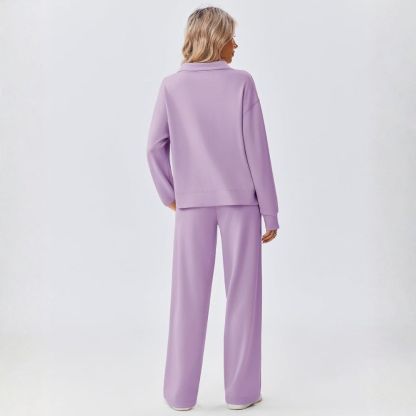 2 Piece Sets for Women 1/2 Zip Sweatsuit Loose Fit Straight Leg Pants