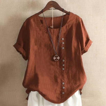 Short Sleeve Button Summer Blouse