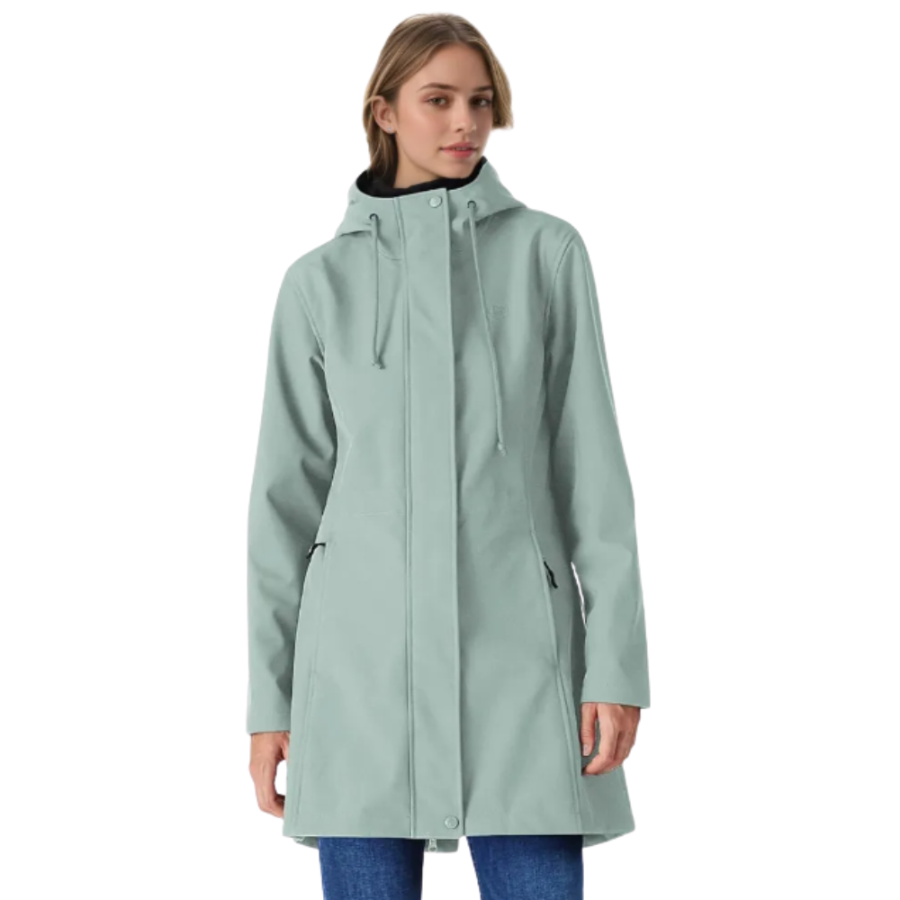 Women Lightweight Waterproof Fleece Lined Hooded Softshell Rain Jacket