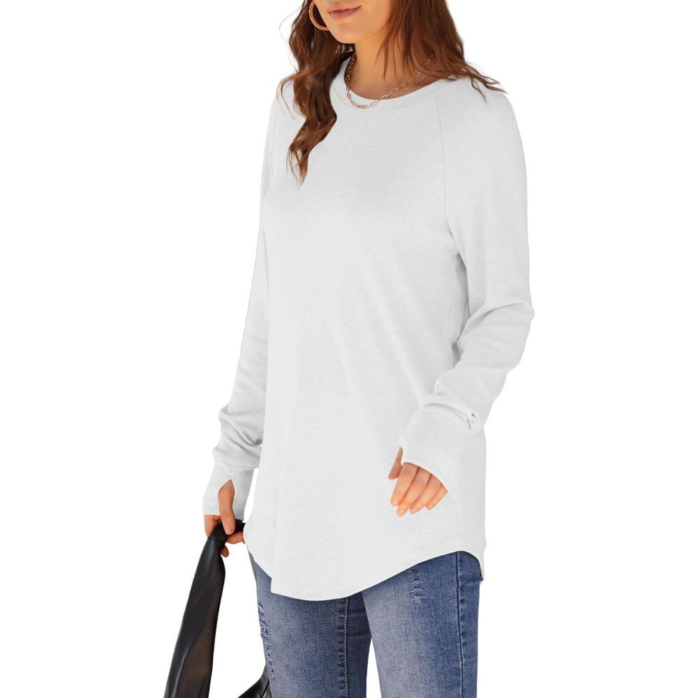 Women's Tunic Tops Long Sleeve Thumb Hole Shirts Crew Neck