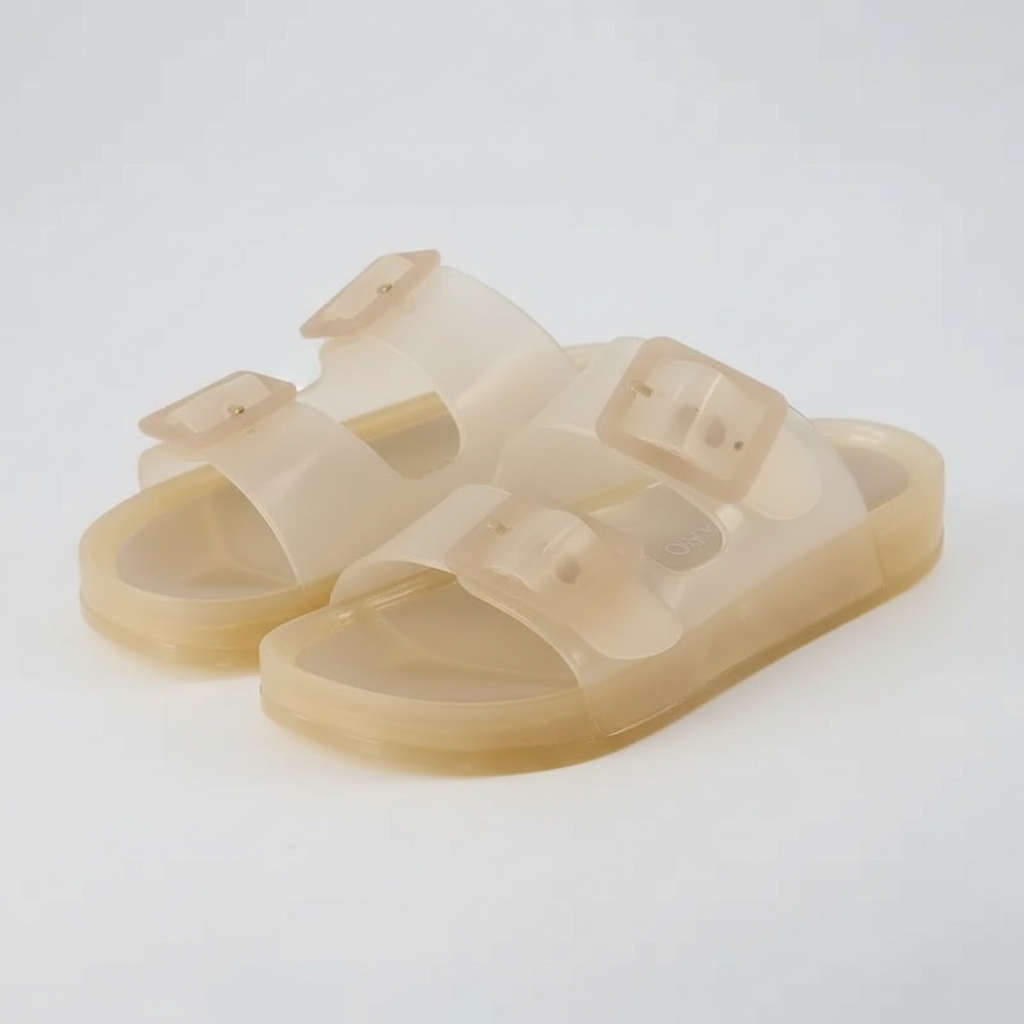 Summer Double Buckle Jelly Slide Sandals