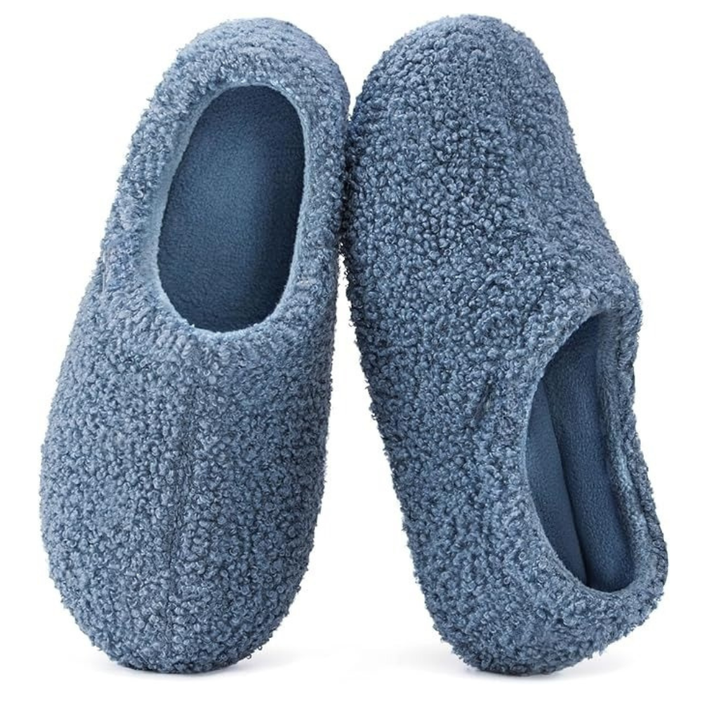 Womens Fuzzy Curly Fur Foam Loafer Slippers