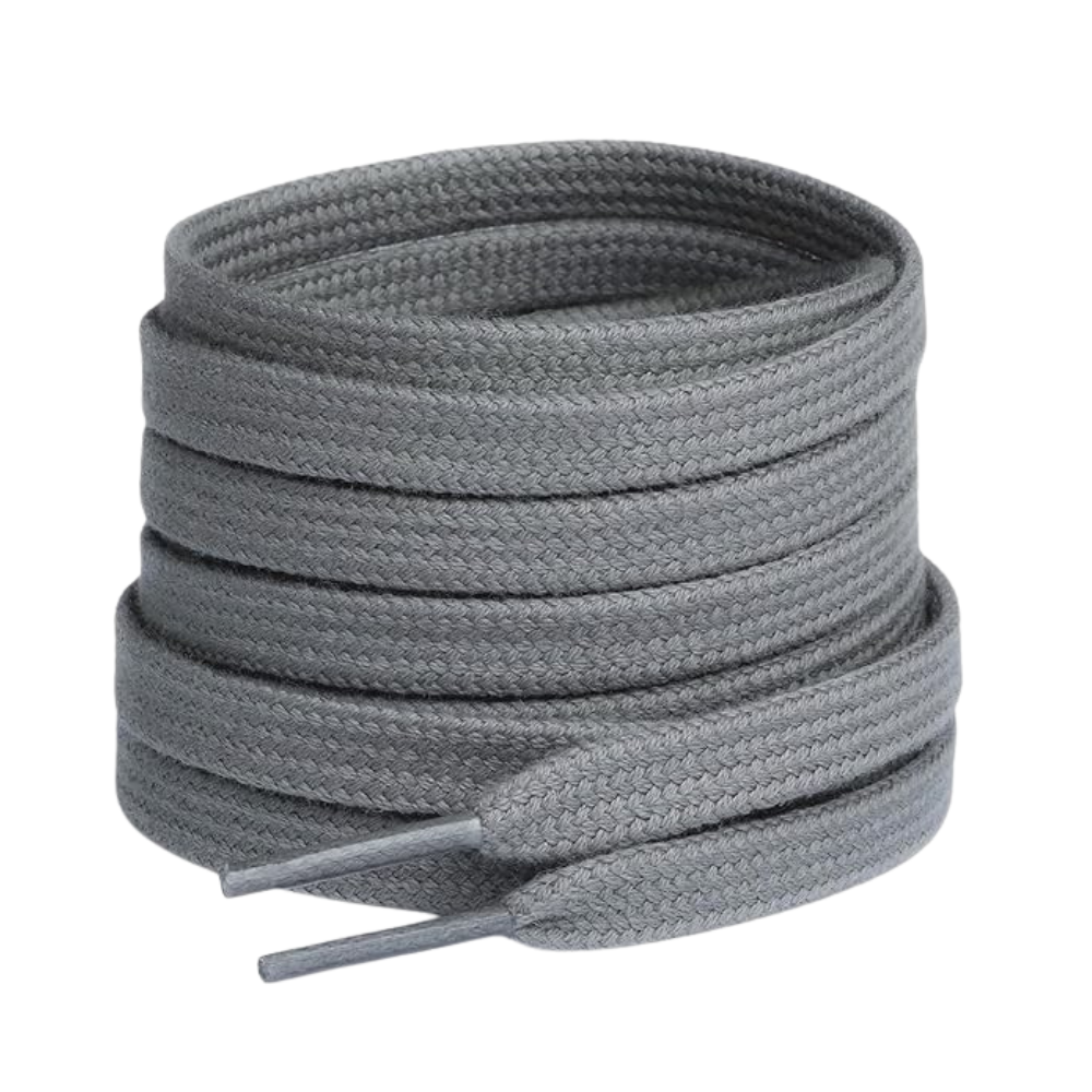 Pair of 2 Cotton Flat Shoelaces Wide for Sneakers and Athletic Shoes