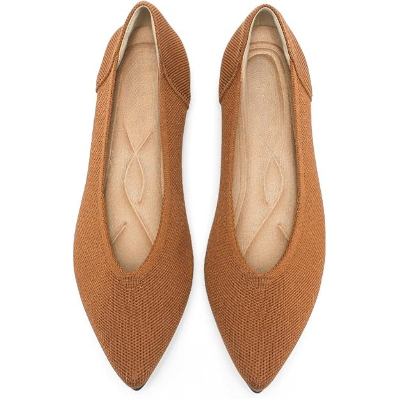 Textured Knit Slip On Flats With Memory Foam Insole
