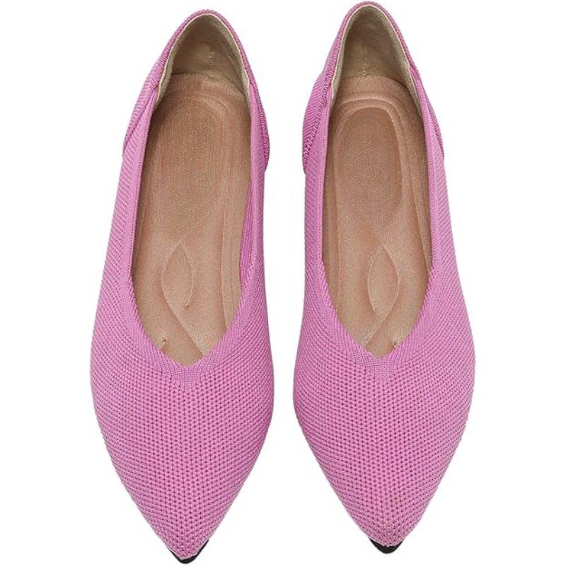 Textured Knit Slip On Flats With Memory Foam Insole