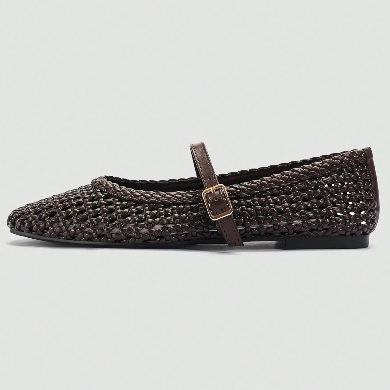 Woven Strap Buckle Casual Flat Shoes For Women in White - Left Side