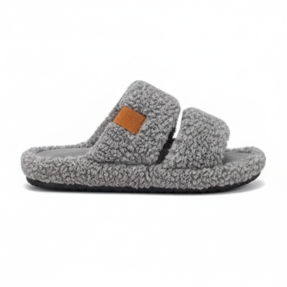 Womens Fuzzy Open Slippers
