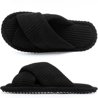 Womens Memory Foam Open Toe Crossband House Slides