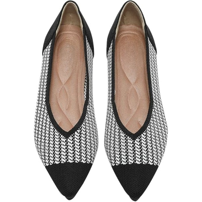 Textured Knit Slip On Flats With Memory Foam Insole