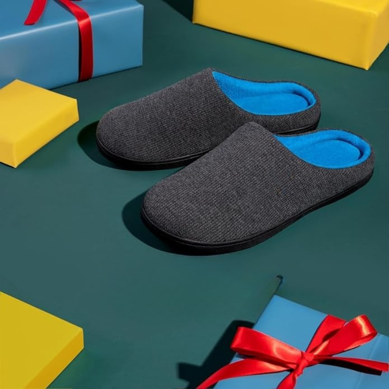 Memory Foam House Slippers With Non Slip Rubber Sole