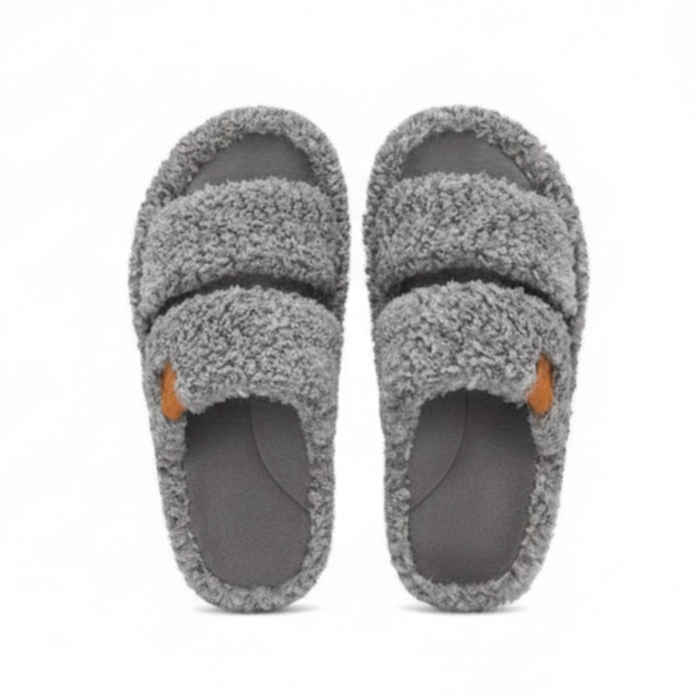 Womens Fuzzy Open Slippers