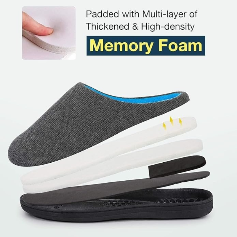 Memory Foam House Slippers With Non Slip Rubber Sole