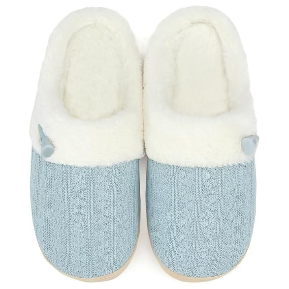 Slip On Fuzzy Slippers With Memory Foam And Plush Lining For Women