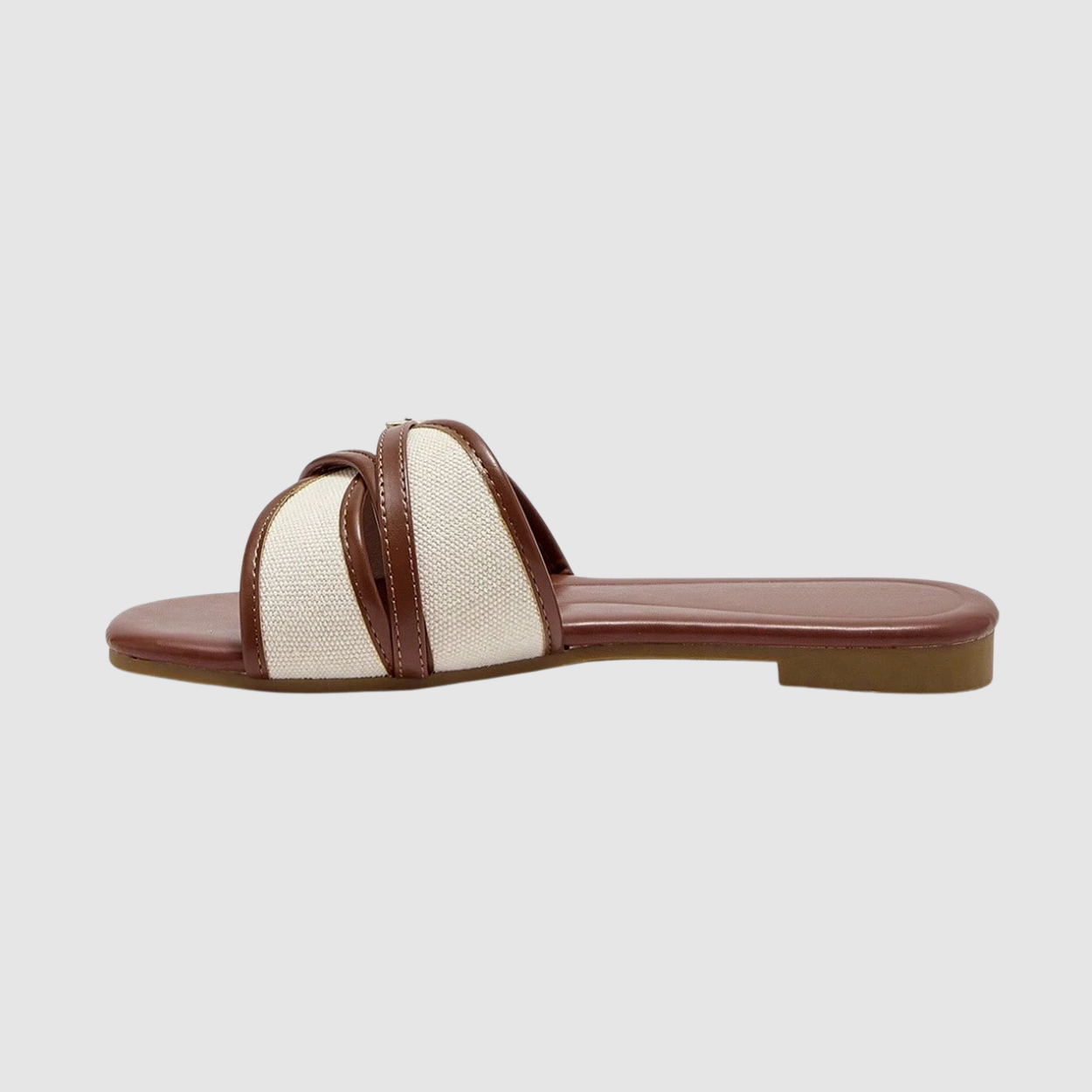 Flat Slide Sandals with Buckle Strap for Women in Green - On-Foot View