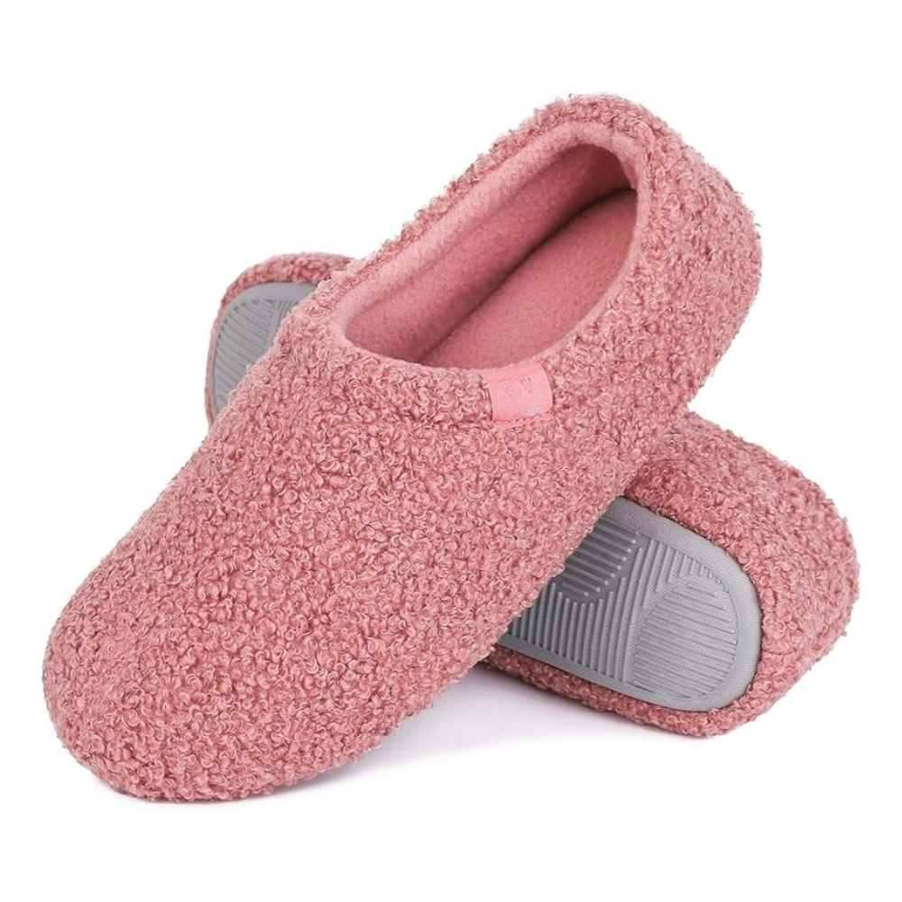 Women Memory Foam Loafer Slippers With Fuzzy Curly Fur And Cozy Fleece Lining