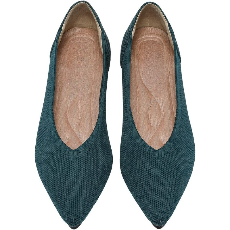 Textured Knit Slip On Flats With Memory Foam Insole