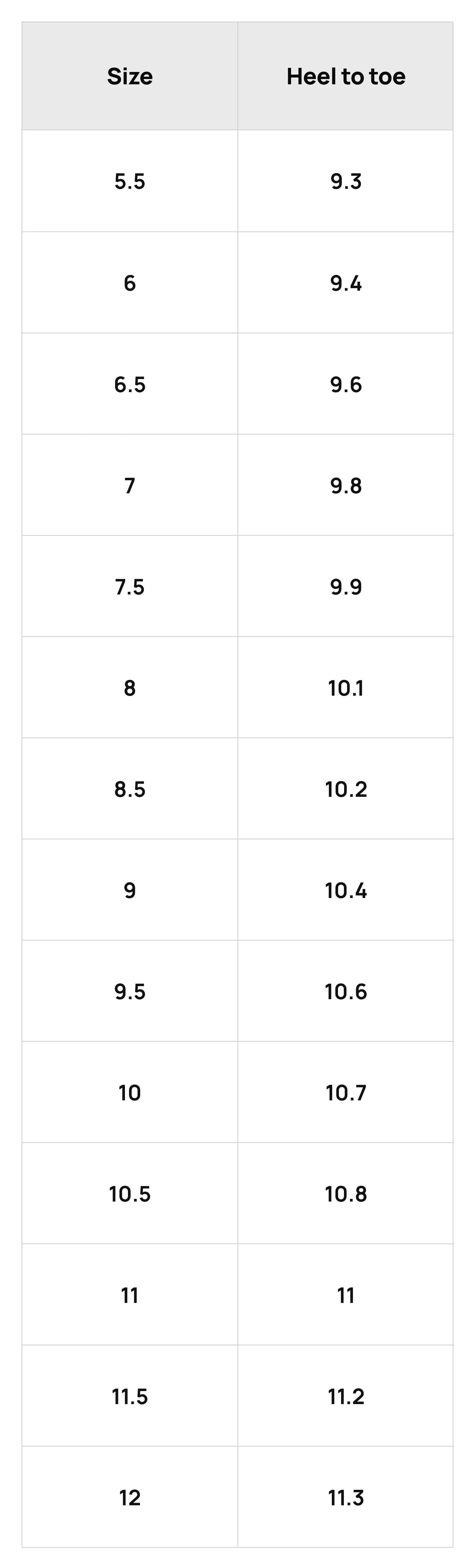 Size Chart