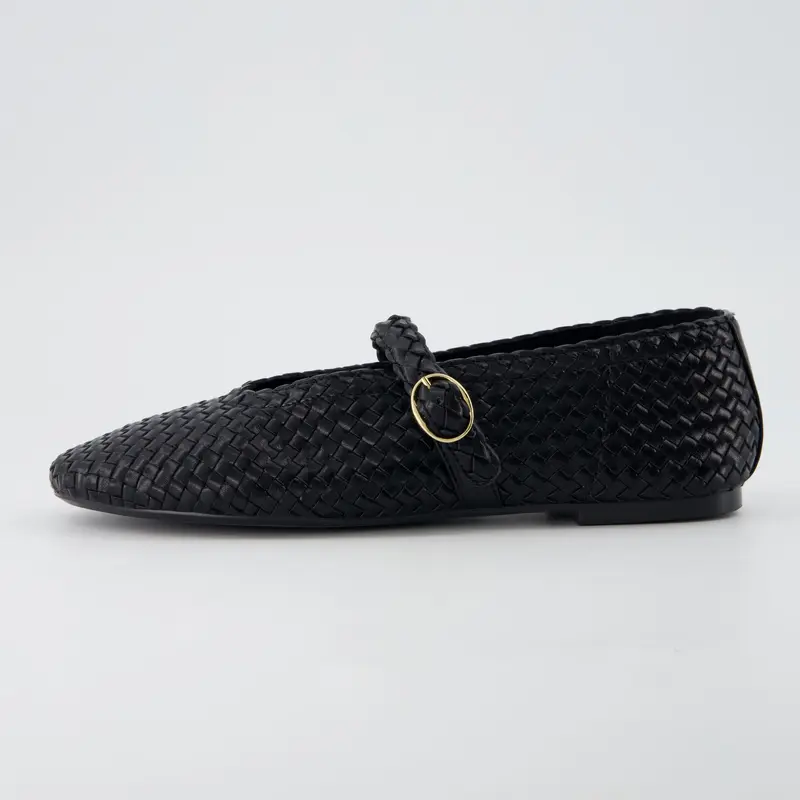 Woven Bistro Mary Jane Flat Shoes