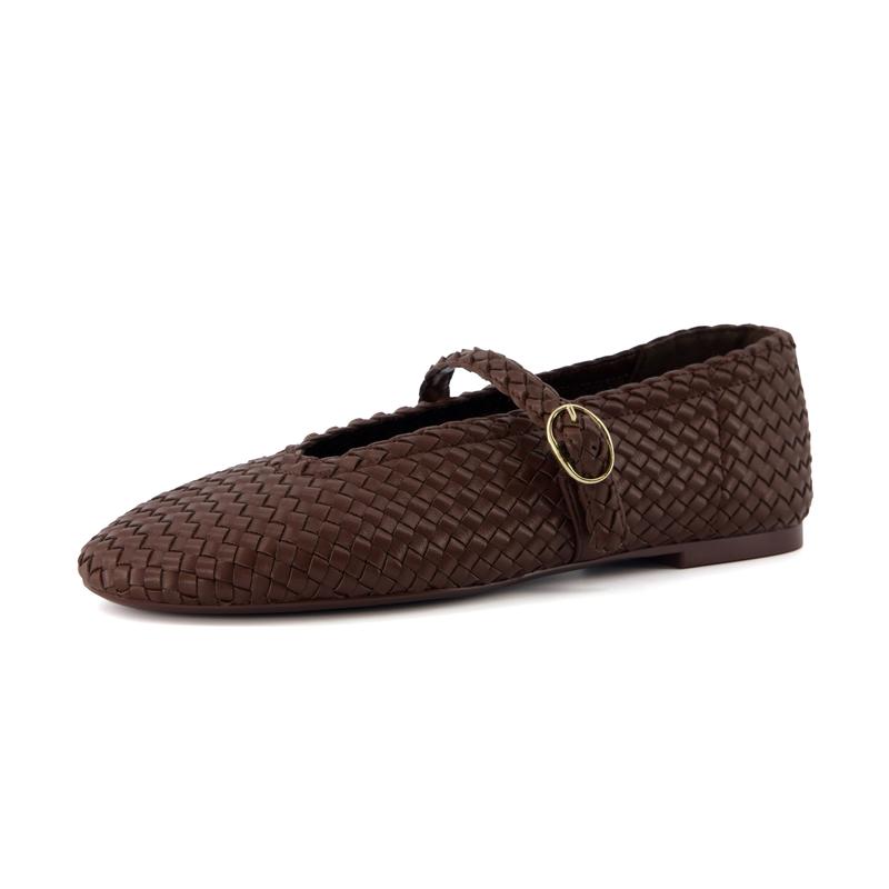 Woven Bistro Mary Jane Flat Shoes