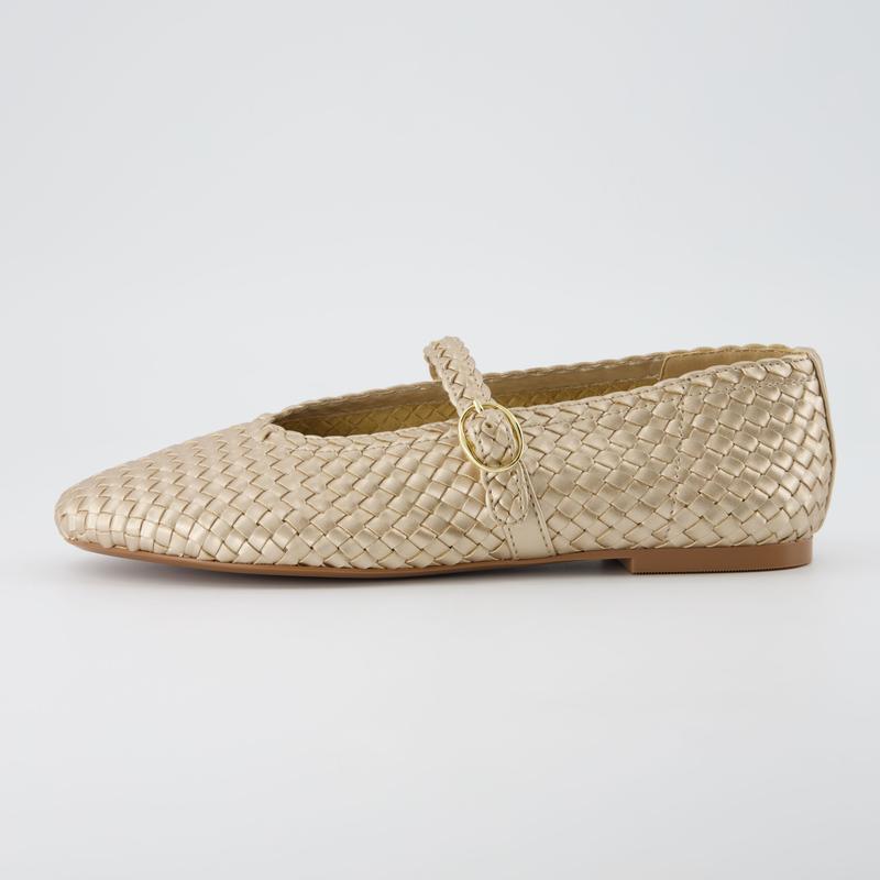 Woven Bistro Mary Jane Flat Shoes