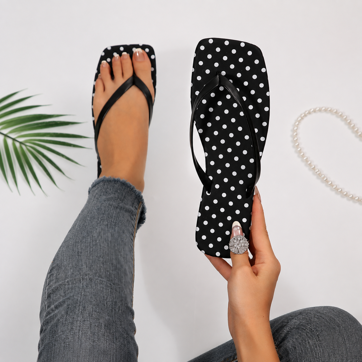 Square Front Slip On Flat Sandals for Casual Summer Wear for Women