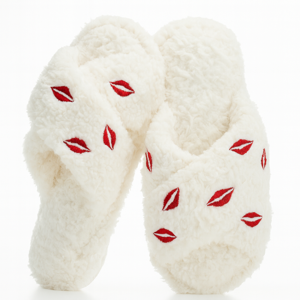 Women Fuzzy Memory Foam Cross Band Cozy Slipper