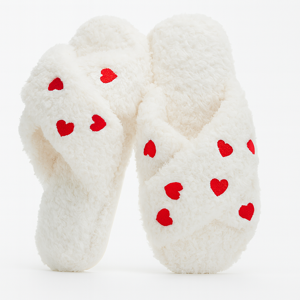 Women Fuzzy Memory Foam Cross Band Cozy Slipper