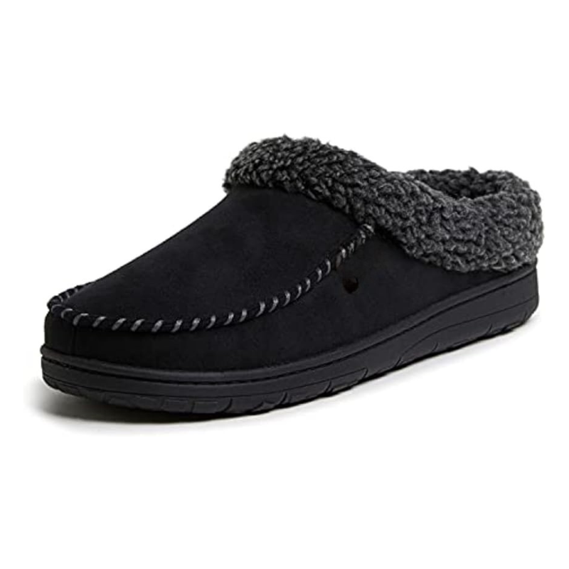 Comfy Slip On Slippers With Soft Lining And Stitched Detailing