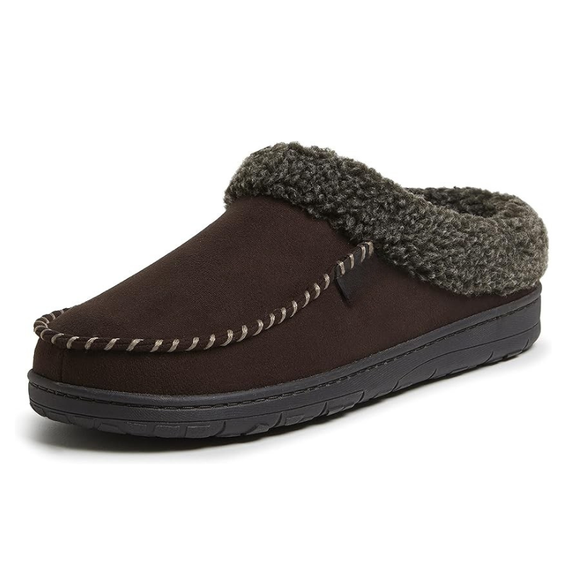 Comfy Slip On Slippers With Soft Lining And Stitched Detailing