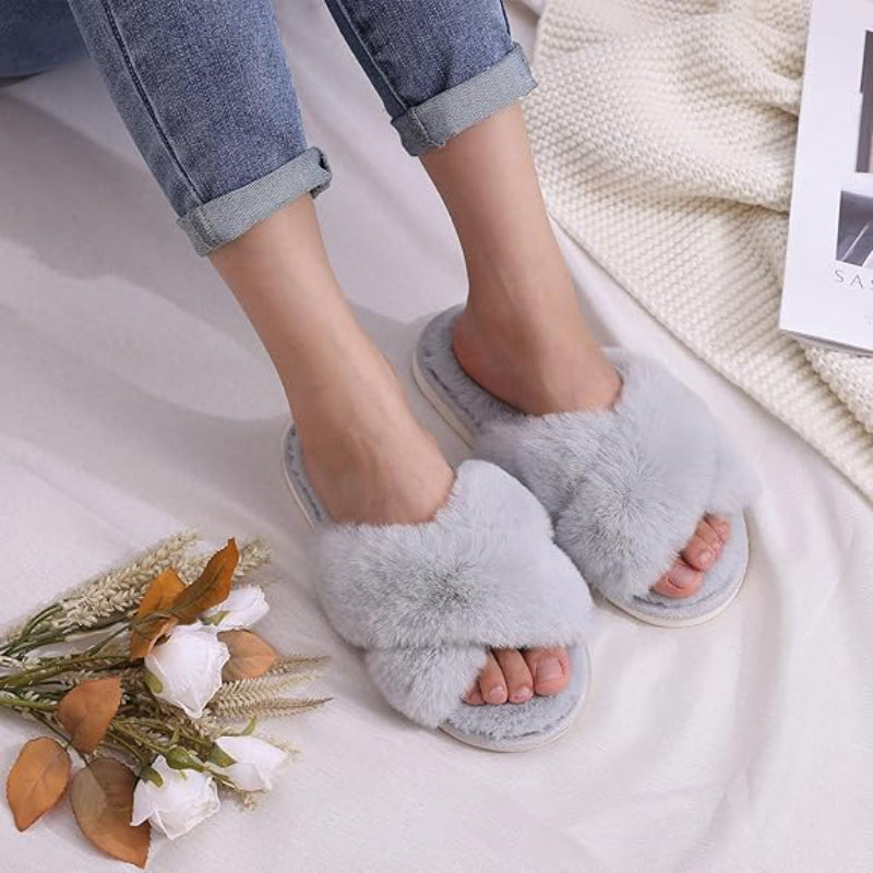 Fuzzy Foam Slippers With EVA Sole-My Comfy Sandal
