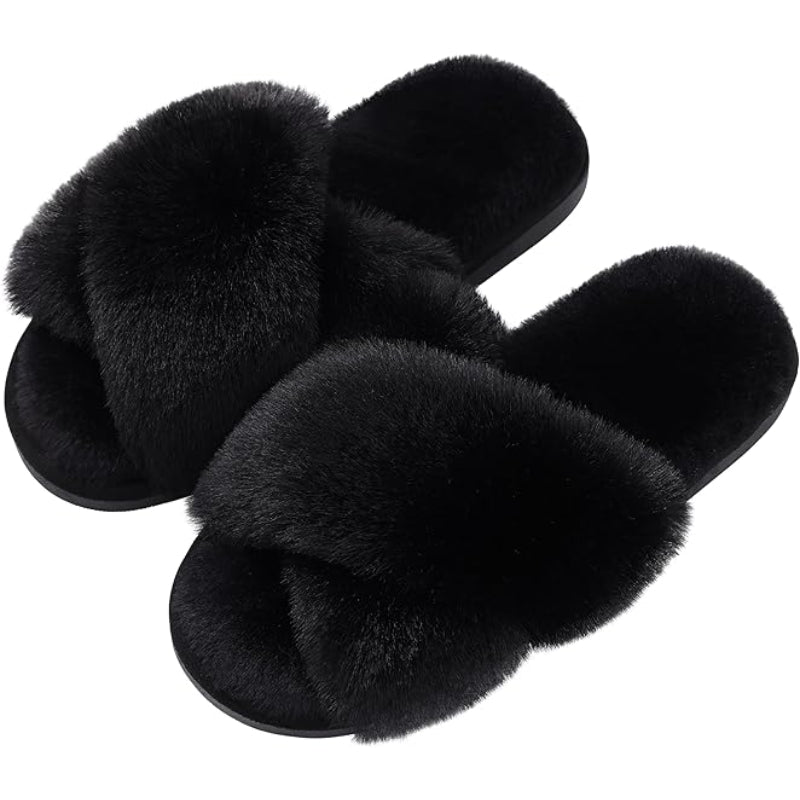 Fuzzy Foam Slippers With EVA Sole-My Comfy Sandal