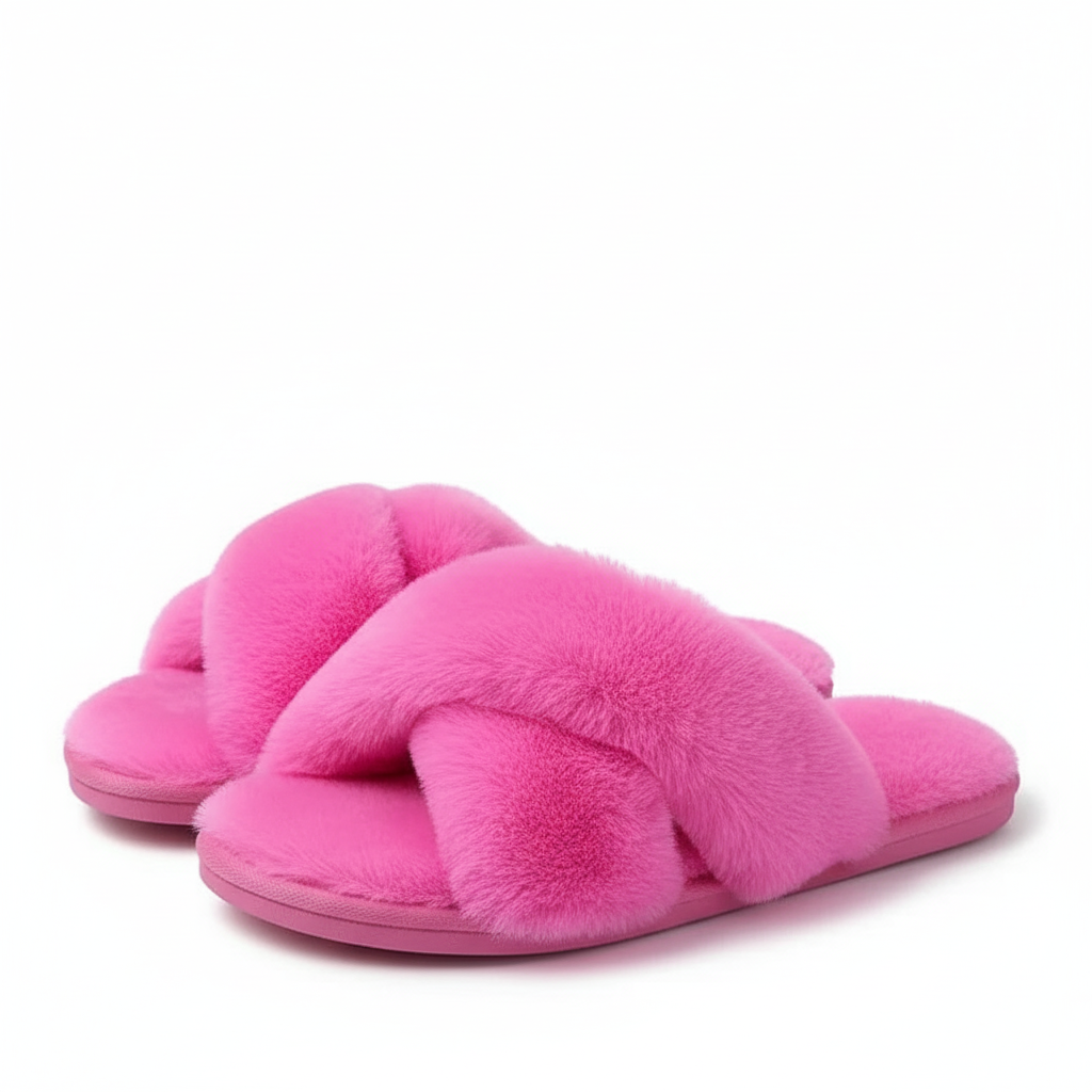 Fuzzy Foam Slippers With EVA Sole