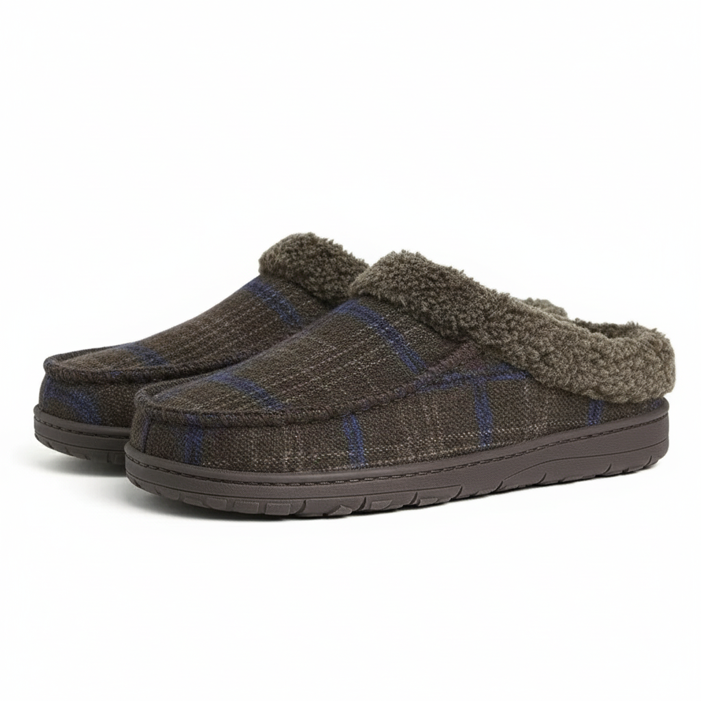 Plaid Slip On Slippers With Soft Lining And Supportive Sole