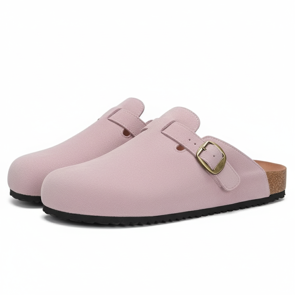 Unisex Suede Clogs Leather Mules With Cork Footbed