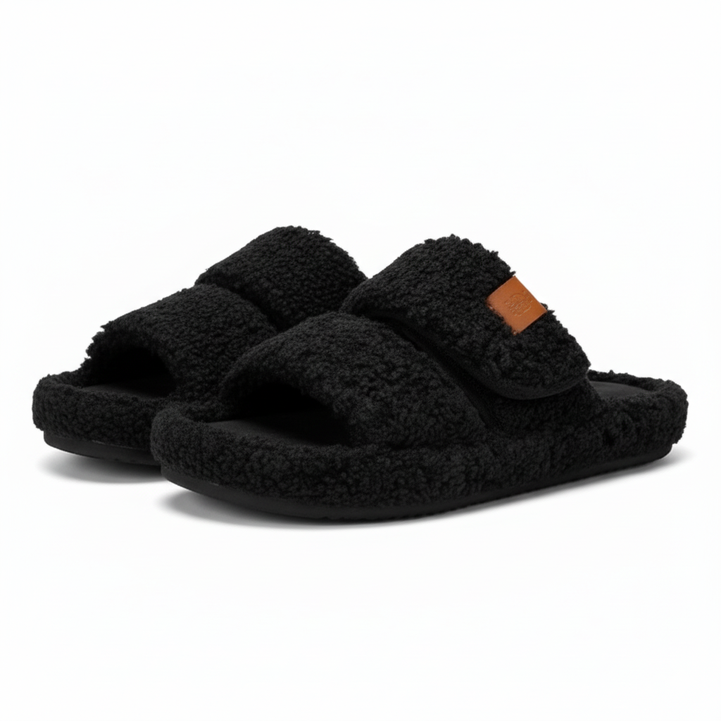 Women Memory Foam Fuzzy Open Toe House Slippers