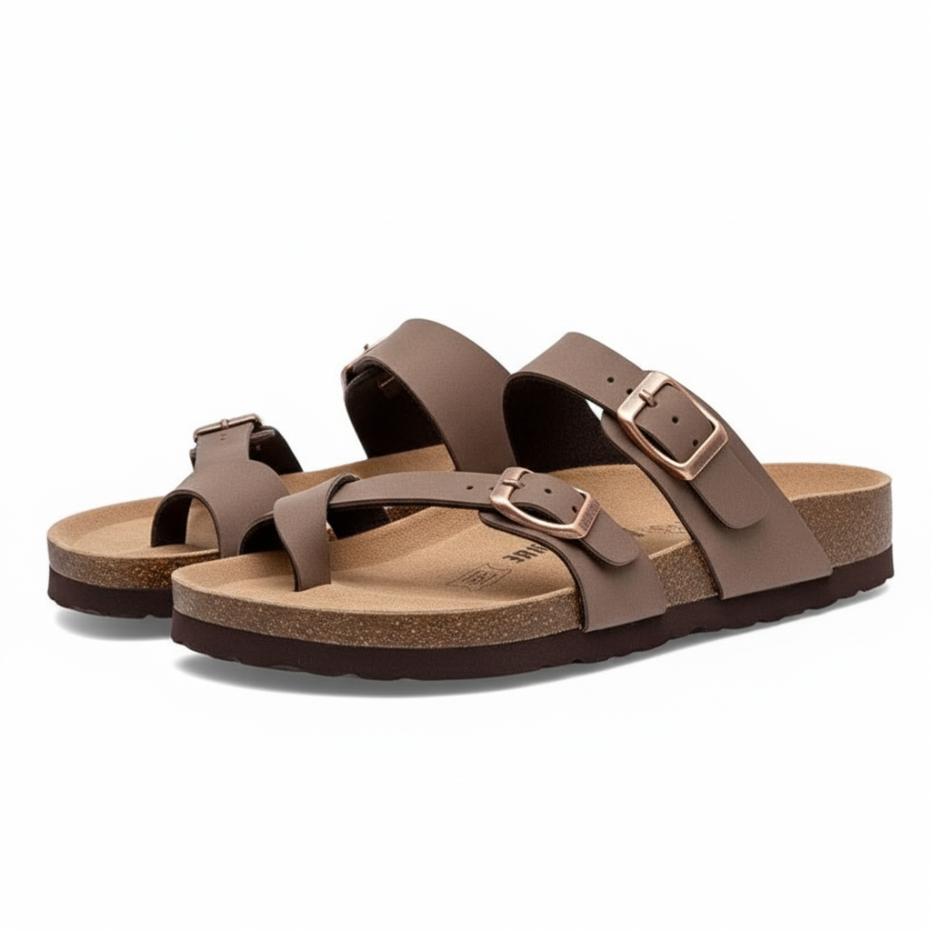 Women Comfort Sandals With Double Buckle