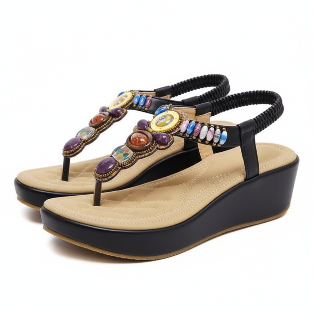 Rhinestone Bohemian Thick Bottom Sandals