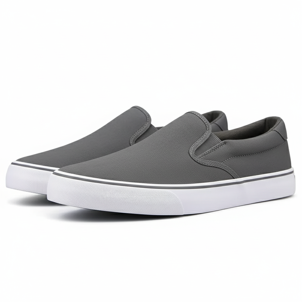 Slip On Canvas Sneakers With Contrast Sole For Daily Wear