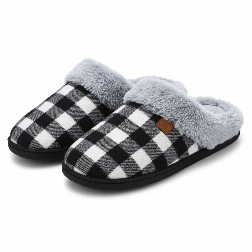 Cozy Memory Plush Scuff Slippers Slip