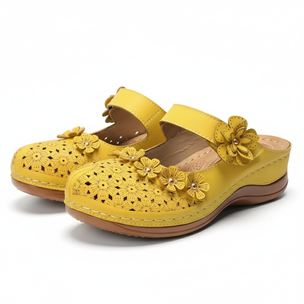 Comfy Floral Slip-On Wedge Sandal